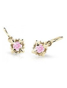 GEMMAX Jewelry Zlaté dětské náušnice na brizuru Cutie C2212 Pink GBEYR-00804