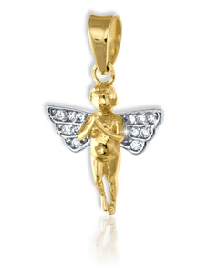 GEMMAX Jewelry Zlatý přívěsek Andělíček zdobený zirkony GBPCB-18901