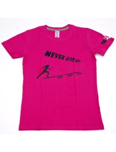 Tri Fun Fit Dámské růžové tričko Never Give Up 002-TFTFR