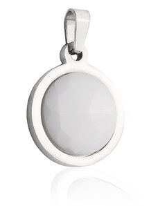 BM Jewellery Přívěsek keramický bílý kruh z chirurgické oceli S661105