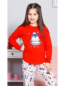 Vienetta Kids Dětské pyžamo dlouhé Tučňák velký - červená