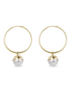 Kruhové zlaté náušnice s perlou KLENOTA K0596013