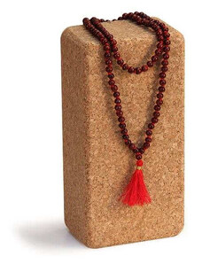 Bodhi Yoga Bodhi Mala náhrdelník Rosewood s červeným střapcem, 108 korálků