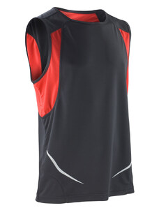Spiro Pánské triko bez rukávů Sport Athletic Spiro (S186X) Černá / Červená S