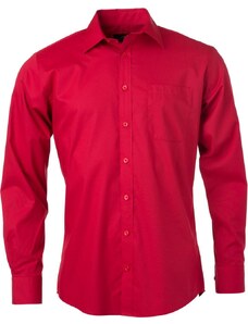 James & Nicholson Pánská popelínová košile s dlouhým rukávem James & Nicholson (JN678) Červená S