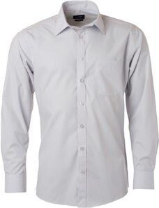 James & Nicholson Pánská popelínová košile s dlouhým rukávem James & Nicholson (JN678) Světlá šedá S