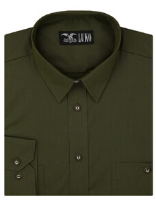 LUKO pánská myslivecká košile tmavě zelená khaki jednobarevná 022244 dlouhý rukáv regular fit vel. 41