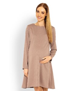PeeKaBoo Těhotenské šaty volného střihu TS114504 - hnědobéžové