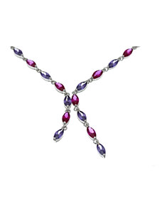 A-diamond.eu jewels Náhrdelník stříbrný rubínové a ametystové barvy