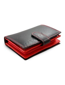 Kožená peněženka Arwel s přezkou - černočervená
