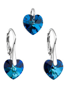 EVOLUTION GROUP Sada šperků s krystaly Swarovski náušnice a přívěsek modrá srdce 39003.5 bermuda blue