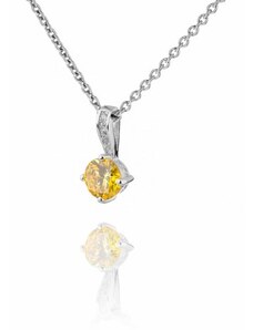 Jemný stříbrný náhrdelník se žlutým topazem a zirkony - Meucci SS93N/09