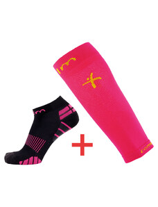 COLLM Dámský kompresní set růžový, návleky + ponožky