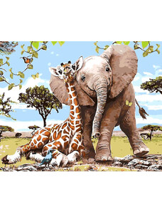 Amparo Miranda Malování podle čísel Slůně se žirafkou