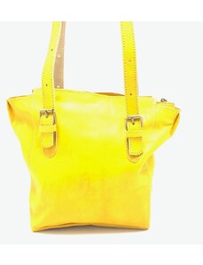 Dámská kožená kabelka s přezkami žlutá MagBag
