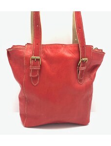 Dámská kožená kabelka s přezkami červená MagBag