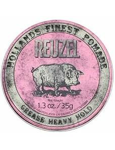 REUZEL Styling Pink Pomade Grease Heavy Hold pomáda na vlasy se středním zpevněním a leskem pro muže 35g