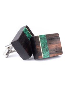 Zaczyk Wood Rings Manžetové knoflíčky Ebony Macassar Malachite