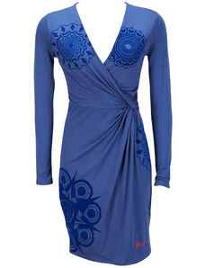 Modré šaty Desigual, s dlouhými rukávy | 20 kousků - GLAMI.cz