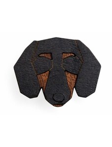 BeWooden Dřevěná brož ve tvaru psa Dachshund Brooch