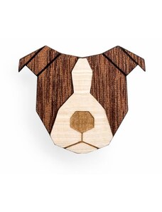 BeWooden Dřevěná brož ve tvaru psa Staffordshire Bull Terrier Brooch