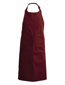 Číšnická zástěra s laclem a kapsou Kariban 100% bavlna - barva vínově červená, velikost UX