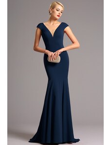 CELEBRE Dlouhé tmavě modré společenské šaty č. 180050