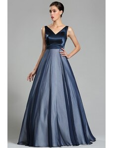CELEBRE Dlouhé tmavě modré společenské šaty č. 190064