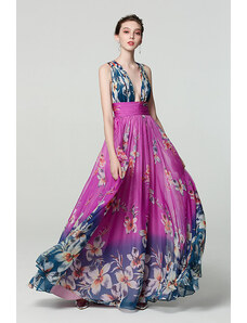 CELEBRE Dlouhé fialové letní šaty č. 190023