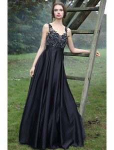 CELEBRE Dlouhé černé plesové šaty č. 190039