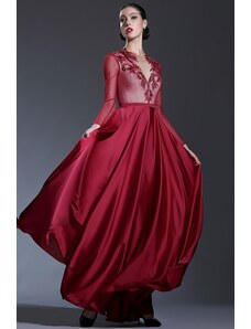 CELEBRE Dlouhé červené společenské šaty č. 190083