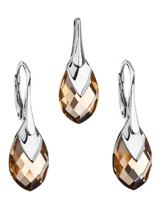 Evolution Group s.r.o. Sada šperků s krystaly Swarovski náušnice a přívěsek zlatá slza 39169.4