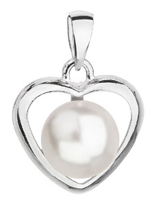 Evolution Group s.r.o. Stříbrný přívěsek s bílou Swarovski perlou srdce 34246.1