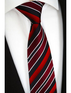 100% hedvábná kravata Beytnur 87-1 červeno černá