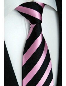 Jemná kravata Beytnur 44-6 růžovo černá pruh