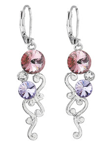 HGM Náušnice Liány s rivoli Ligth Rose Violet SWAROVSKI