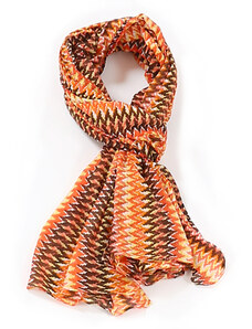 Bohemania Šátek barevný vzor Missoni / khaki, oranžová, růžová / Bavlna