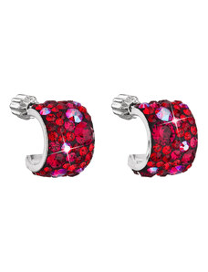 EVOLUTION GROUP Stříbrné náušnice visací s krystaly Swarovski červený půlkruh 31280.3 cherry