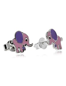 SilverRepublic Dětské stříbrné náušnice - Malí sloni s fialovýma ušima