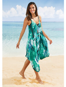 bonprix Dlouhé plážové šaty ze šifonu Zelená