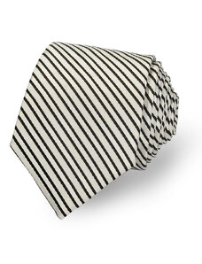 Federico Venturi Bílá lesklá hedvábná kravata s proužky