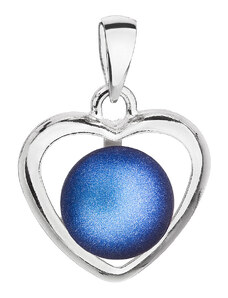 Evolution Group s.r.o. Evolution Group CZ Stříbrný přívěsek s tmavě modrou matnou Swarovski perlou srdce 34246.3