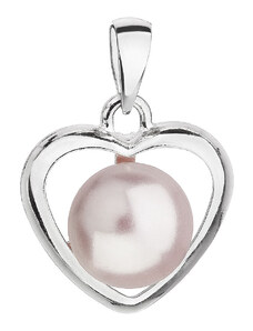 Evolution Group s.r.o. Stříbrný přívěsek s růžovou Swarovski perlou srdce 34246.3