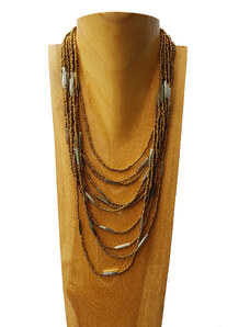 Touch of Bali / Wood & Beads Korálkový náhrdelník zlatý
