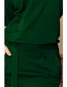 numoco Dámské šaty v lahvově zelené barvě s krátkými rukávy model 7606649