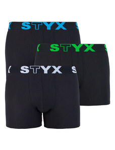 3PACK pánské boxerky Styx long sportovní guma černé (U9606162)