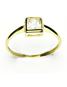 Čištín s.r.o. Zlatý prsten, čtverec - čirý zirkon, žluté zlato, T 1030