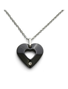 BM Jewellery Dámský náhrdelník keramické srdce Valentýn z chirurgické oceli S784100