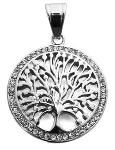 BM Jewellery Přívěsek strom života z chirurgické oceli se zirkony S774100