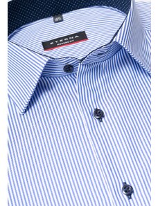 Pánská nežehlivá košile ETERNA Modern Fit modrý proužek s kontrastem rypsový kepr Non Iron